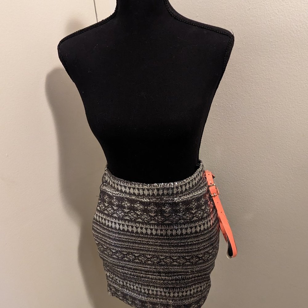 Sequin Skirt with Zipper: Siver & Grey